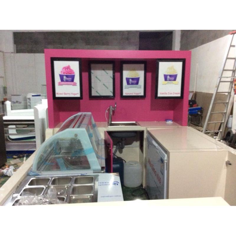 ice cream kiosk frozen yogurt, milkshake etc