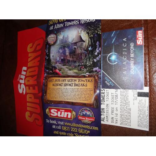 2 ALTON TOWERS TICKETS WEDNESDAY 17TH OF AUGUST 2016 - SCHOOL HOLIDAYS