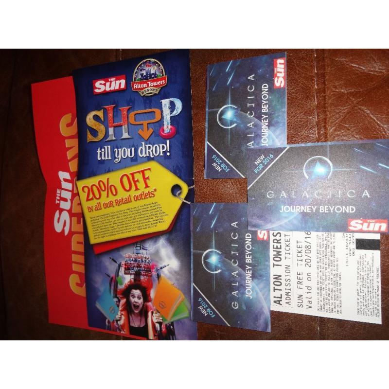 4 Alton Towers Tickets Saturday 20th August 2016 - SCHOOL HOLIDAYS