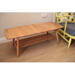 Vintage Retro 60's Ercol Windsor Rectangular Coffee Table with Magazine Rack