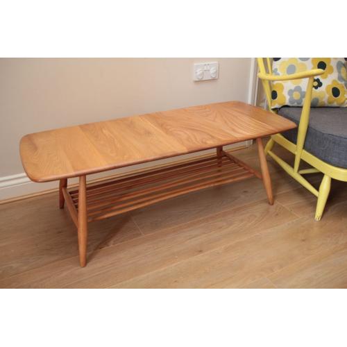 Vintage Retro 60's Ercol Windsor Rectangular Coffee Table with Magazine Rack