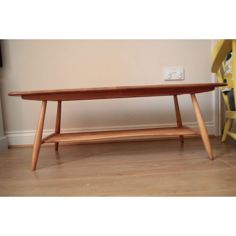 Vintage Retro 60's Ercol Windsor Rectangular Coffee Table with Magazine Rack