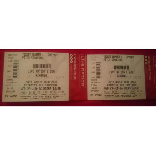 Rihanna Anti World Tour Manchester tickets x2