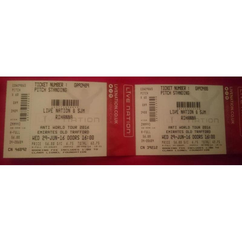 Rihanna Anti World Tour Manchester tickets x2