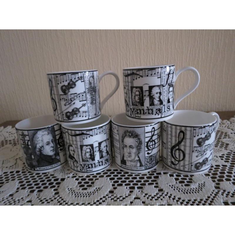 6 WEDGWOOD BONE CHINA MUGS
