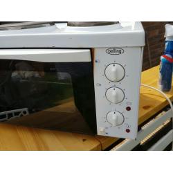 Belling table top electric oven and grill with double hob
