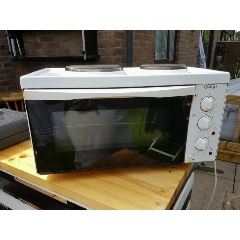 Belling table top electric oven and grill with double hob