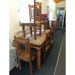 Solid Hard Wood Dining Table & 6 Chairs