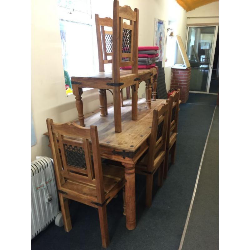 Solid Hard Wood Dining Table & 6 Chairs