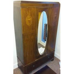 Beautiful antique wardrobe with large mirror and drawer