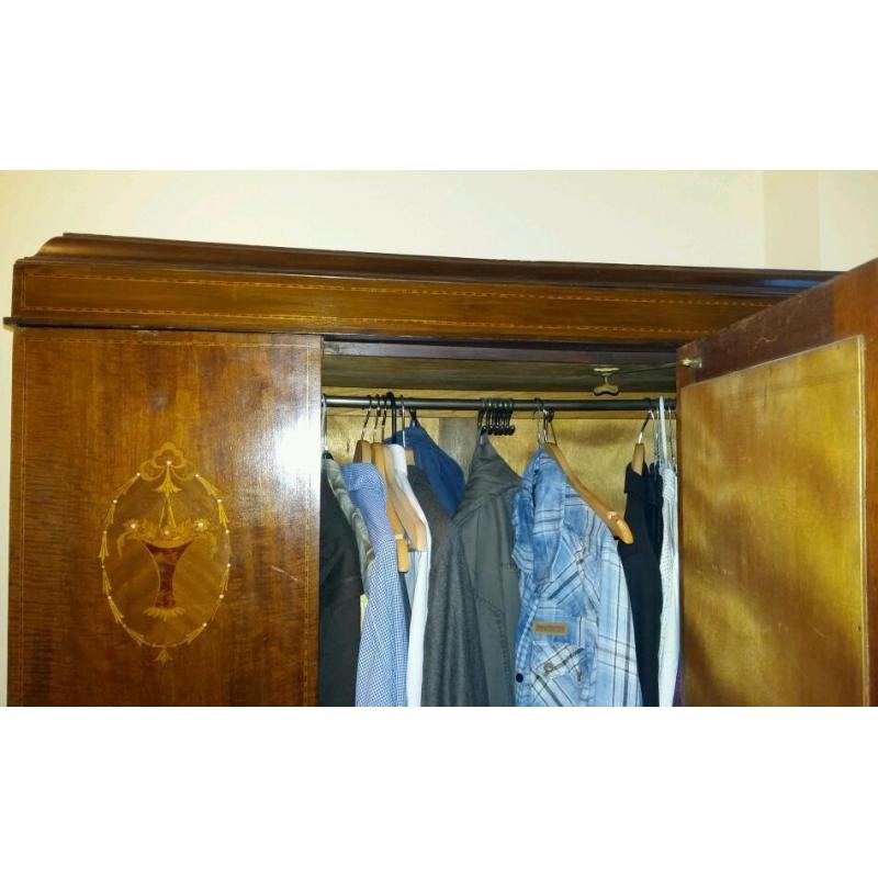 Beautiful antique wardrobe with large mirror and drawer