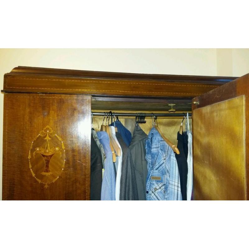 Beautiful antique wardrobe with large mirror and drawer