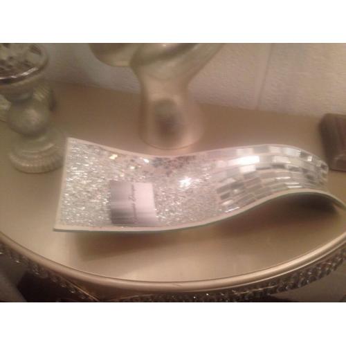 Silver crushed glass wave dish