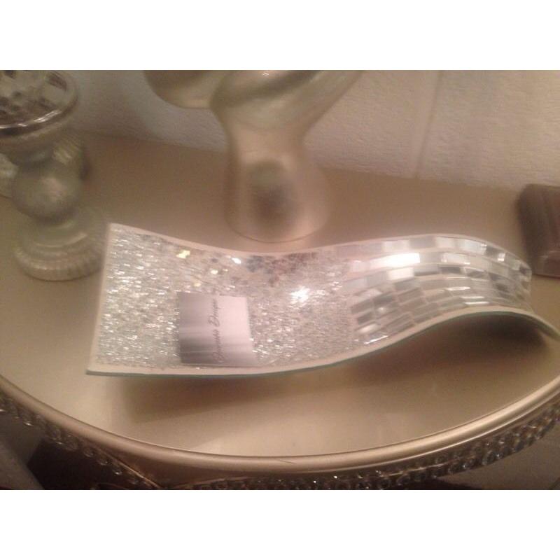Silver crushed glass wave dish