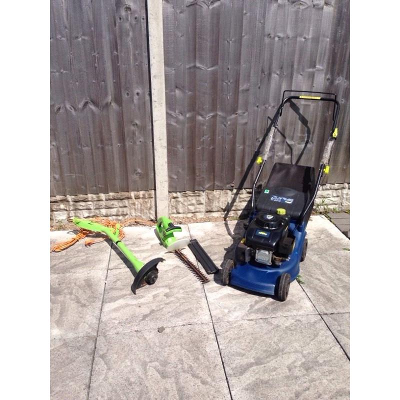 Challenge Extreme Garden Bundle! Petrol Lawnmower,Strimmer,Hedge Cutter!