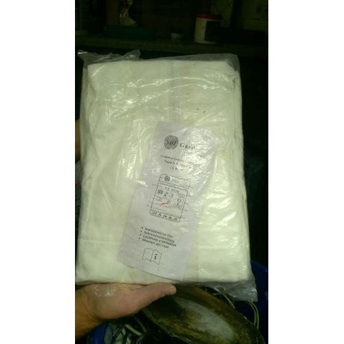 10 white protective clothing suits.