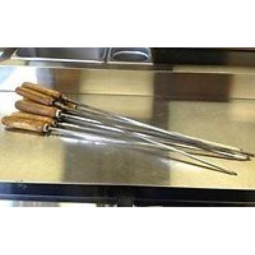 Stainless steel wood handle shish skewers (x10) (June Offer)
