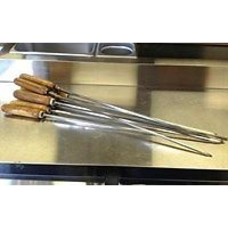 Stainless steel wood handle shish skewers (x10) (June Offer)