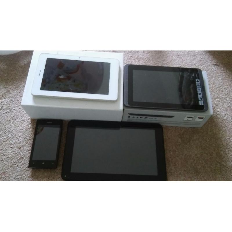 3 tablets and 1 phone for parts!!
