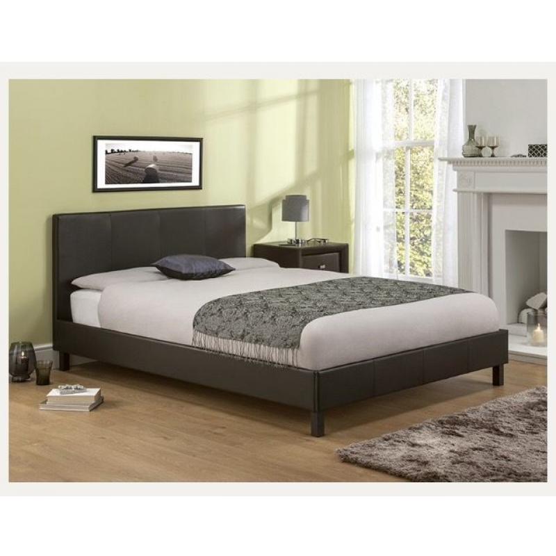 Manhattan brown leather bed frame