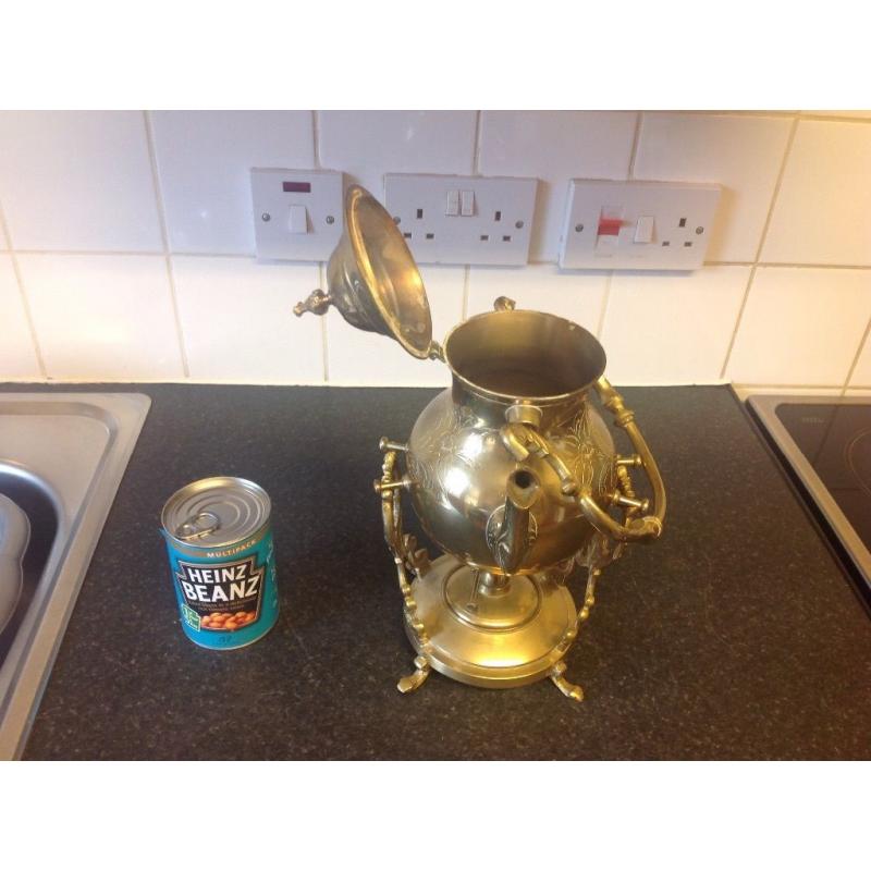 Brass spirit kettle with burner and stand