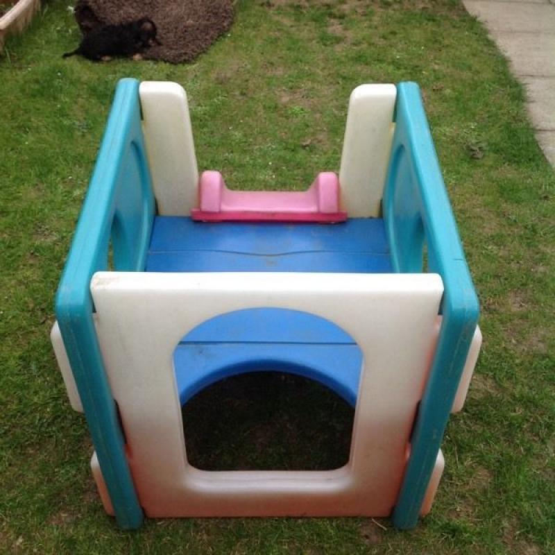 Children's plastic garden play slide.