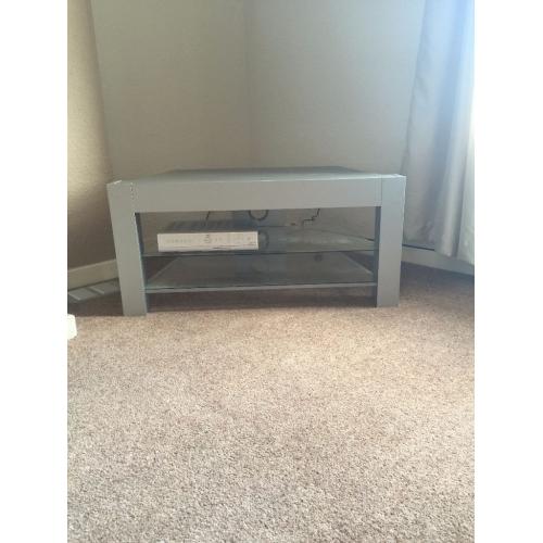 Grey/ Silver Corner TV Unit with 2 glass shelves