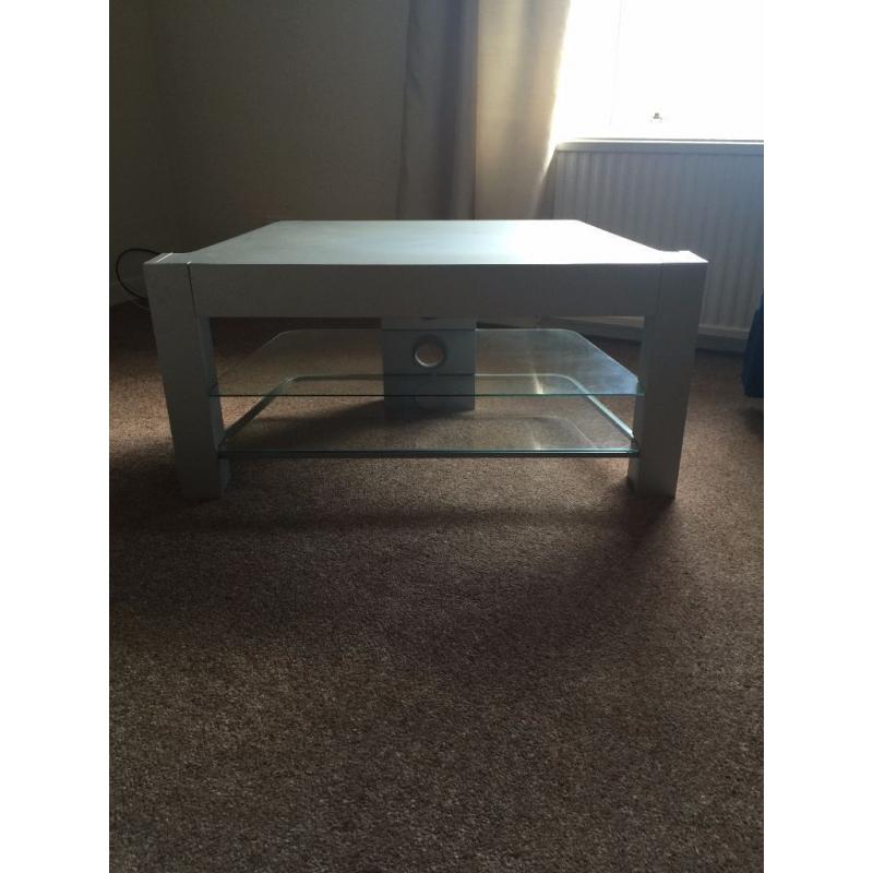 Grey/ Silver Corner TV Unit with 2 glass shelves