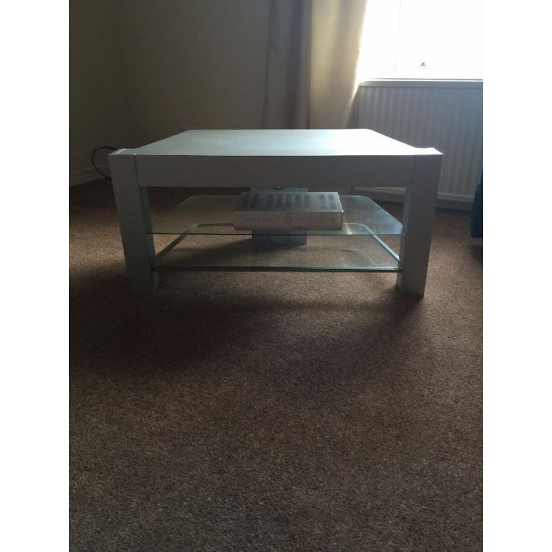 Grey/ Silver Corner TV Unit with 2 glass shelves
