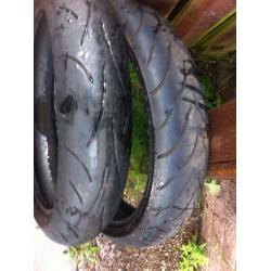 2 front tyre dunlop sprtmax 12/70/17 conti moition 120/60/17 zr