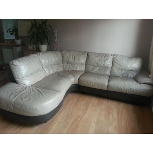 real leather grey corner sofa