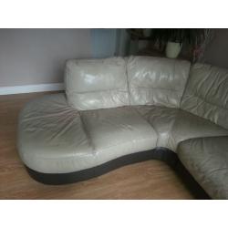 real leather grey corner sofa