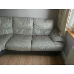 real leather grey corner sofa