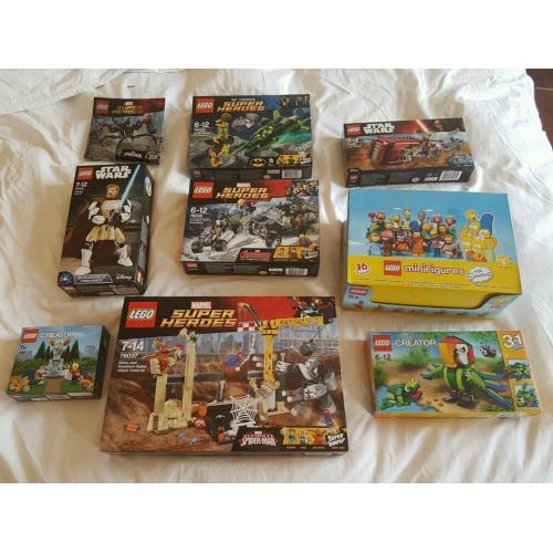 lego sets. Star wars superheroes simpsons etc
