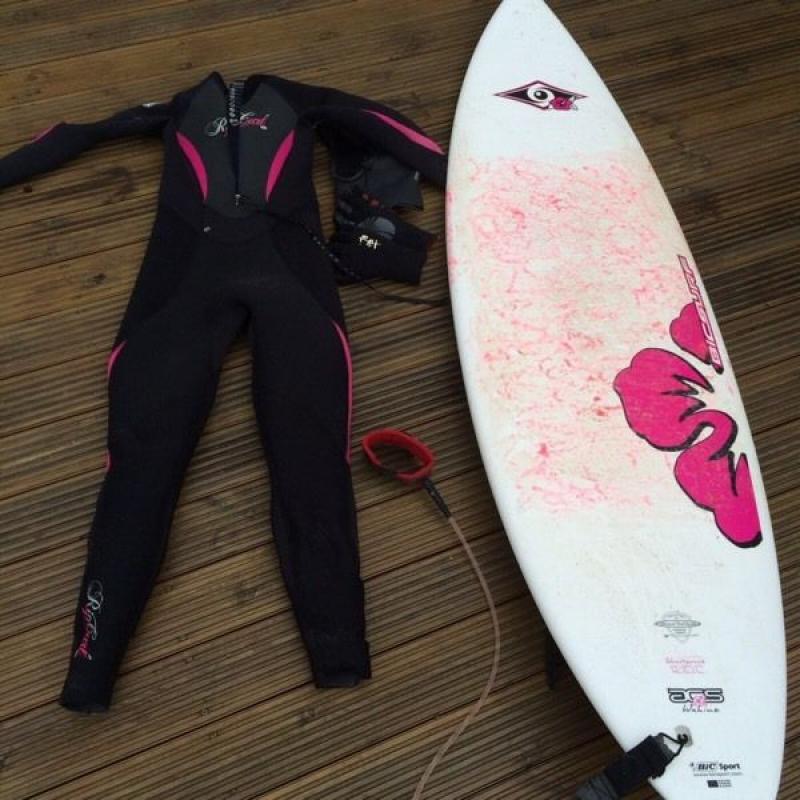Surf board and suit