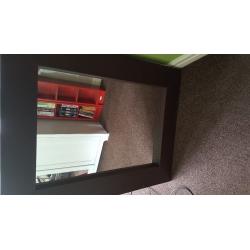 Large brown leather effect mirror