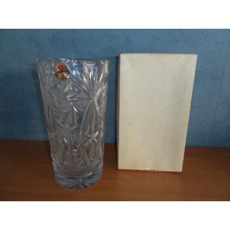 Vintage U.S.S.R. Lead Crystal Vase, Boxed