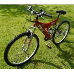 Shockwave 450SUS full suspension mountain bike, 18" medium frame, Shimano 18 gears, 26" wheels