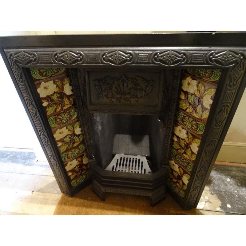 Victorian fireplace insert with original tiles