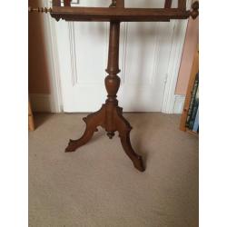 Early Victorian music stand in wood with candle holders. Possibly oak. Extendable to 6ft. [183cm]