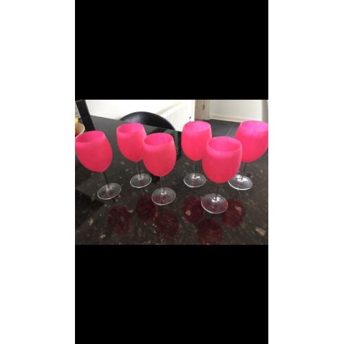 6 glitter pink glasses