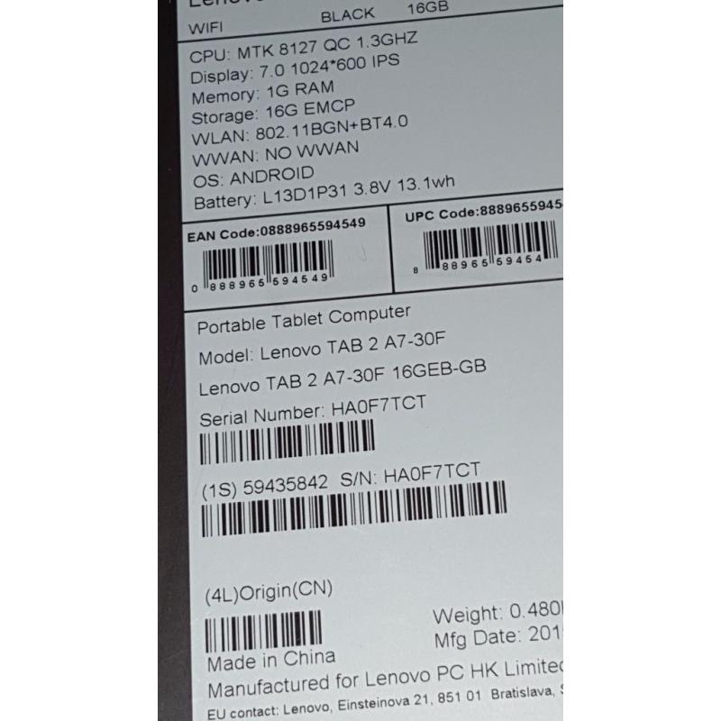 Lenova TAB 2 A7-30 16g