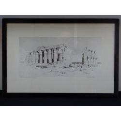 Signed Print Of 'The Ramasseum, Luxor' By Illustrator F R H Darke Dated 1924 Framed By J A P Daborn