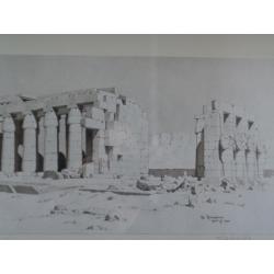 Signed Print Of 'The Ramasseum, Luxor' By Illustrator F R H Darke Dated 1924 Framed By J A P Daborn