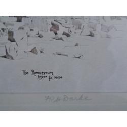 Signed Print Of 'The Ramasseum, Luxor' By Illustrator F R H Darke Dated 1924 Framed By J A P Daborn