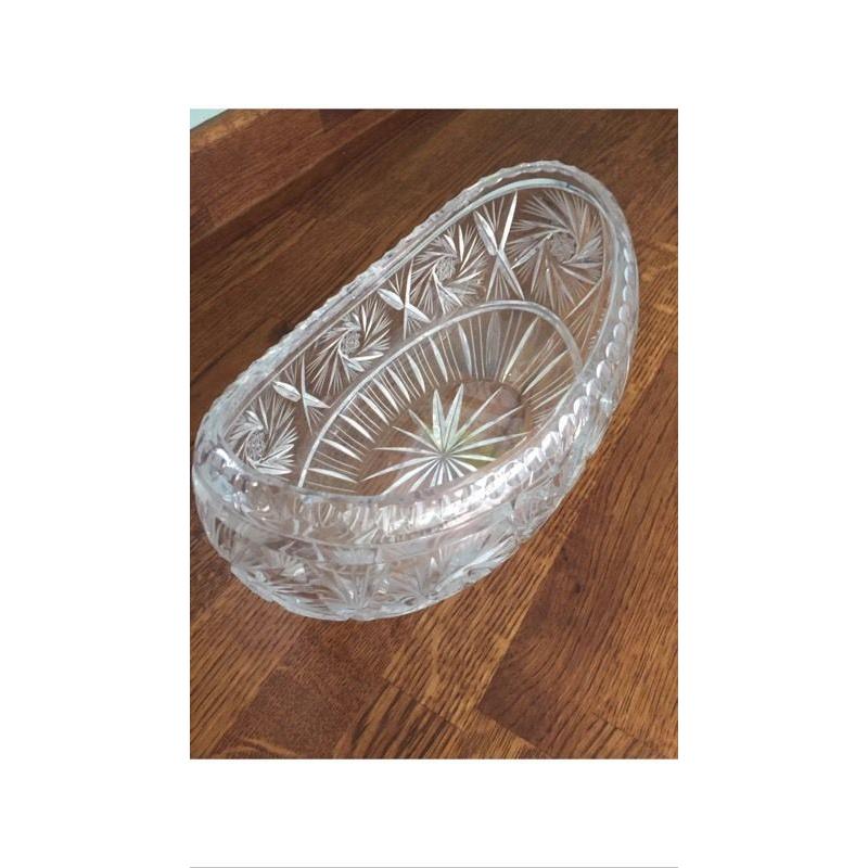2 antique glass cut crystal bowl and vase