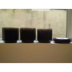 Selection of Brown Clear and Black Glass Octagon Shape Plates and Bowls - Offers Welcome