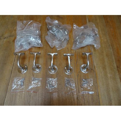 Handrail brackets for staircase handrail. Packs of 5 brackets.