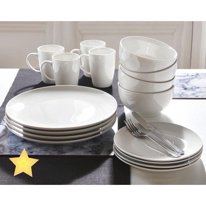 White 12 Piece Dinner Set With free cups
