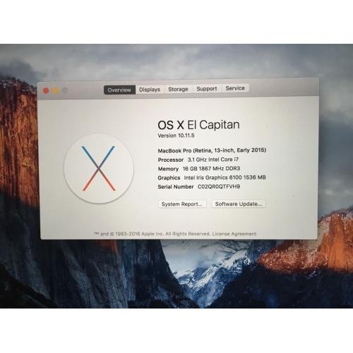 **current model** MacBook Pro 13" retina i7 3.1GHz 16GB .5TB SSD with 19 months AppleCare